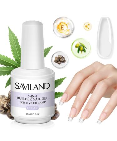 Saviland 5 in 1 Builder Nail Gel - Clear 15ml Builder Base Strengthening Gel U V/LED Gel for Nails Repair Reinforcement Extension Nail Art Supplies Easy to Shape A-Clear - Buy Online on GoSupps.com