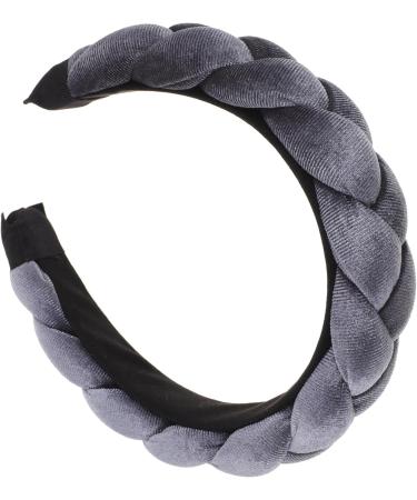Braid Headband Hair Bands for Braids Elastic Braided Headbands for Women Knotted Headband for Women Black Headbands for Women Plush Velvet Wig Fabric gray - Buy Online on GoSupps.com