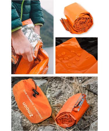 Zmoon Emergency Sleeping Bag 2 Pack - Lightweight Thermal Bivy Sack for Camping & Outdoor Activities - Darkorange - Buy Online on GoSupps.com