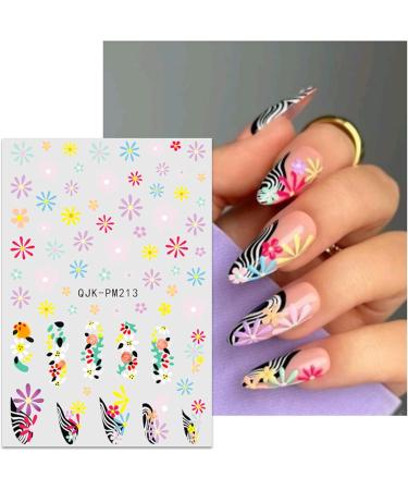 JMEOWIO 10 Sheets Flower Nail Art Stickers Decals Self-Adhesive Spring Summer Line Colorful Floral Nail Supplies Nail Art Design Decoration Accessories - Buy Online on GoSupps.com