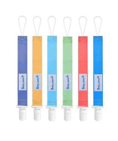 Smlpuame baby pacifier chain girl boy 6 pieces bpa-free pacifier band fabric pacifier chain nuckel chain fit most pacifier and bite toys dummy clips for baby (pure color) bright color - Buy Online on GoSupps.com