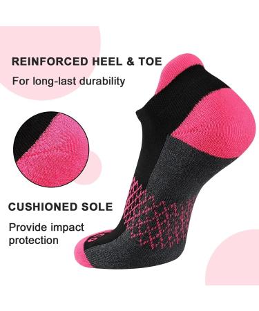 eallco Women's Ankle Socks 6-Pack | Running Athletic Cushioned Sole Socks | Black, Size 6-10 - Buy Online on GoSupps.com