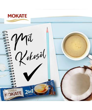 MOKATE XXL caramel 3-in-1 sticks soluble bean coffee with creamer sugar and coconut oil instant coffee from roasted coffee beans caffeine-containing 408 g (24 x 17 g) - Buy Online on GoSupps.com