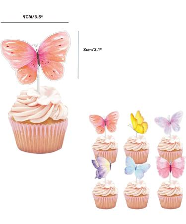 12PCS Butterflies Cupcake Topper Pink Butterfly Cupcake Toppers Cake Topper Cake Decorations DIY Happy Birthday Decorations for Birthday Celebration Kids Boys Girls Party Supplies - Buy Online on GoSupps.com