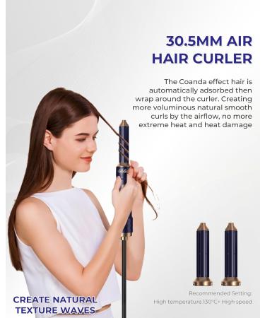Ukliss 6 in 1 Air Styler Set - Hairdryer Round Brush & Smoothing Brush for Women - 1000W Negative Ion Hairstyler for Curly & Straight Hair - Blue - Buy Online on GoSupps.com