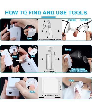 5-in-1 Eyeglass Cleaner Kit with Carbon Microfiber Technology - Anti Fog Spray, Cleaning Clips, Cloth & Brush - Buy Online on GoSupps.com