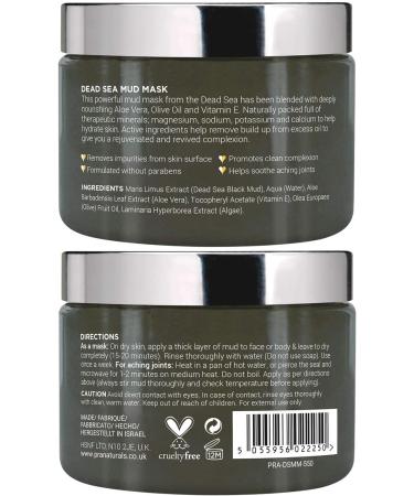 PraNaturals Dead Sea Mud Mask 550g - Organic & Vegan, Cruelty-Free Cosmetic for Hydrating, Detoxifying, and Anti-Ageing - Suitable for All Skin Types - Buy Online on GoSupps.com