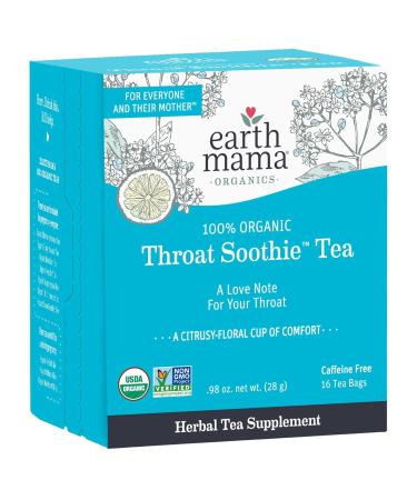 Earth Mama Organic Throat Soothie Tea with Elderflower | Immune Support Tea for Kids & Pregnancy | Licorice-Free | 16 Teabags - Buy Online on GoSupps.com