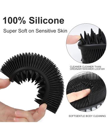 Silicone Body Scrubber Set - Exfoliating Body Brush, More Hygienic & Easy to Clean - Black - Buy Online on GoSupps.com