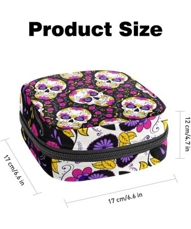 Stylish Menstruation Pad Bag with Zipper - Forale Mexican Sugar Skull Design | Women's Tampon & Napkin Collection Bag - Buy Online on GoSupps.com