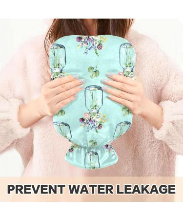 NAANLE 1L Hot Water Bottle with Lid - Transparent Glass & Floral Design for Back Pain Relief Hand & Foot Warmer Neck Heat Therapy - Ideal for Hot & Cold Use - Buy Online on GoSupps.com