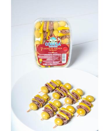 Gilda (anchovy skewer with olive and chilli pepper) Double in olive oil 240 g tray (7 units) - Buy Online on GoSupps.com