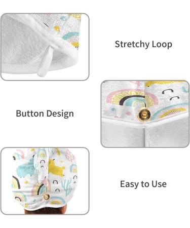 Llamas with Rainbows Quick Dry Hair Cap Set | 2-Piece Super Absorbent Towel & Button Headband | Soft & Comfortable for All Hair Types - Buy Online on GoSupps.com