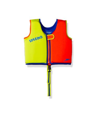 Speedo Unisex-Child Swim Flotation Classic Life Vest Begin to Swim UPF 50 Medium Lime/Orange