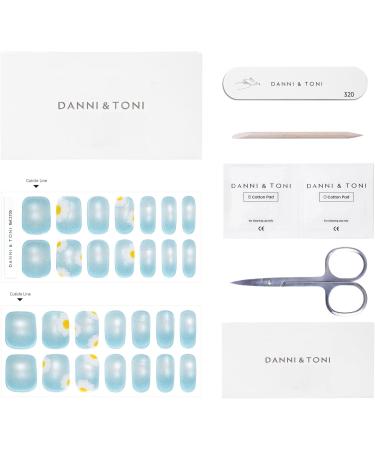 DANNI & TONI Lot de 28 bandes de vernis ongles gel semi-durcies d' t (Verdant Whisper) yeux de chat bleu glacial transparent et fleur lampe UV/LED requise - Buy Online on GoSupps.com