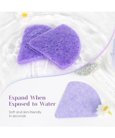 Compressed Flower-Shaped Facial Sponges | Exfoliating Cleaning Sponge for Beauticians (Triangles | Purple) - International Shipping - Buy Online on GoSupps.com
