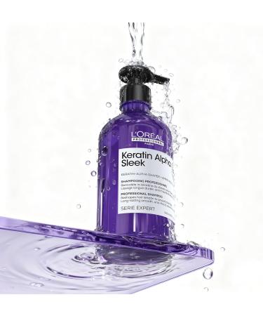 L'OREAL PROFESSIONNEL - Shampoing Disciplinant Keratin Alpha Sleek - -95% de Casse - Nettoie & Renforce la K ratine des Cheveux - Technologie Brevet e - Sans Sulfate - pH Neutre - Recharge 500 ml - Buy Online on GoSupps.com
