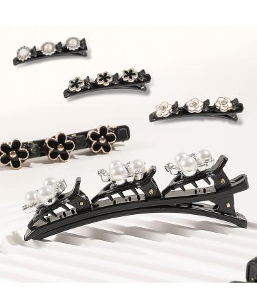 Shop Stylish 5-Piece Kolibri Hair Clip Set with Crystal Flower & Pearls - Double Layer Duck Beak Clips for Women & Girls - International Shipping Available - Buy Online on GoSupps.com