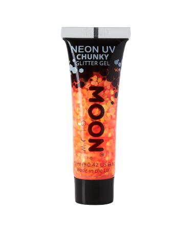 Neon UV Face & Body Chunky Glitter Gel - 12ml - Orange