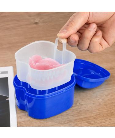 Denture Box for False Teeth Storage - Dental Prosthesis Container with Sieve - Dark Blue Retainer Holder for Cleaning & Organization - Buy Online on GoSupps.com