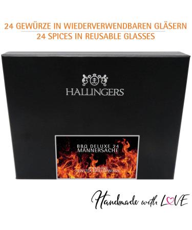Hallingers BBQ Deluxe 24 Men's Spice Gift Set - Handmade International BBQ Spices | Perfect for Mother's Day & Father's Day Gifts - Buy Online on GoSupps.com