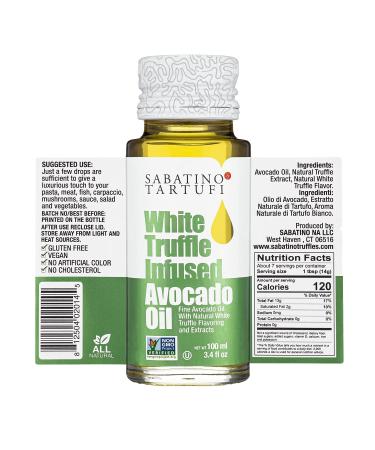 White Truffle Avocado Oil by Sabatino Tartufi- Gourmet, Vegan, Keto, Gluten-Free, Kosher, 3.4oz - Buy Online on GoSupps.com