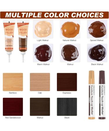 Wood Furniture Repair Kit - 6 Walnut Color Fillers & Markers for Stains Cracks & Scratches | Touch Up & Polish Wax for Cabinets Tables Oak & Laminate - Buy Online on GoSupps.com