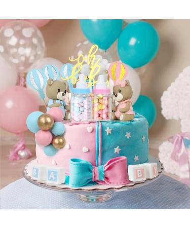 Acmee 47 PCS Bear Cake Toppers - Mini 3D Bear BABY Letters Milk Bottle Blue Pink Gold Foam Balls Cake Toppers for Gender Reveal Baby Shower Party Cake Decorations Bear Bear - Gender Reveal - Buy Online on GoSupps.com