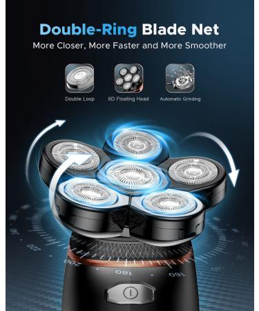 ATEEN 5-in-1 Wet/Dry Head Shaver for Men - Cordless Electric Razor Grooming Kit with LED Display - USB Rechargeable - Black - Buy Online on GoSupps.com