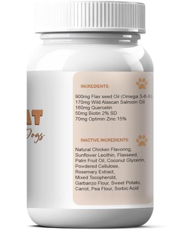 Omega 3 Skin & Coat Dog Chews with Biotin Garlic & Salmon Oil for Healthy Skin Shiny Coat & Itch Comfort in All Breeds and Sizes - 1 Bottle 60 Soft Chews - Buy Online on GoSupps.com
