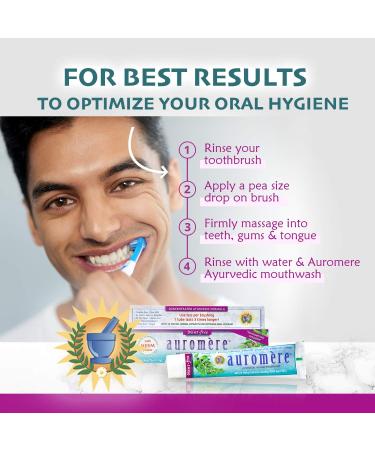 Auromere Ayurvedic Herbal Toothpaste Mint Free - Vegan Natural Non GMO Fluoride Free Gluten Free with Neem & Peelu (4.16 oz) 12 Pack - Buy Online on GoSupps.com