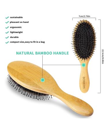 Natural Boar Bristle Wooden Bamboo Hair Brush for Women and Men - Best Paddle Brush for Reducing Hair Breakage - Buy Online on GoSupps.com