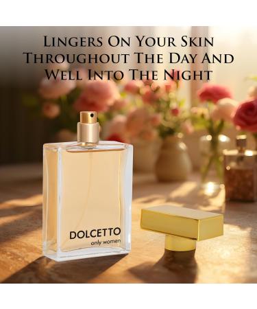 Dollceto Only for Women Eau De Parfum - Floral Fruity Fragrance - Top Notes of Bergamot Citrus Mandarin Lychee & Sweet Peach - Base of Vanilla Haitian Vetiver Warm Amber - Elegant 100ml Bottle - Buy Online on GoSupps.com