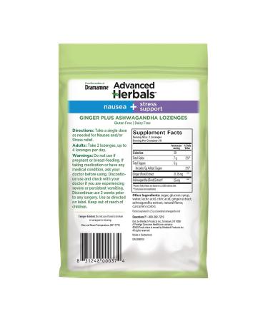 Advanced Herbals Nausea & Stress Support Lozenges | Ginger & Ashwagandha | Tropical Fruit Flavor | 20 Ct - Ships Internationally - Buy Online on GoSupps.com