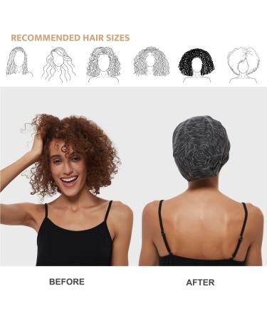 Silk Satin Sleep Cap Bonnet for Natural Curly Hair | Adjustable Night Cap - HEATHER BLACK - Buy Online on GoSupps.com