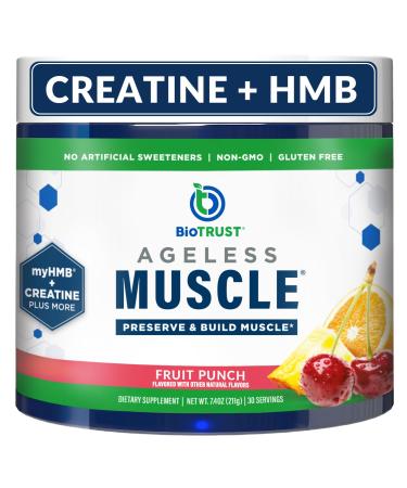 BioTrust Ageless Muscle Builder - Creatine HMB Powder with Vitamin D3 & Betaine - Build & Preserve Naturally Declining Muscle Mass & Strength - Fruit Punch 30 Servings Fruit Punch 30 Servings (Pack of 1)
