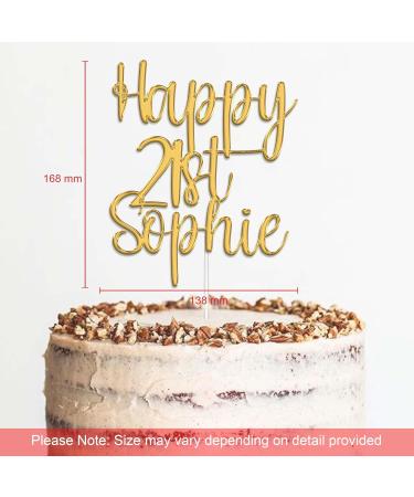 Personalised Acrylic Birthday Cake Topper by KreateSquare - Customised With Any Name Any Age Custom Colour Birthday Cake Decoration (Gold) - Buy Online on GoSupps.com