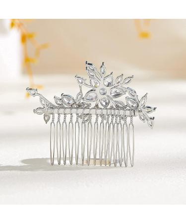 AW BRIDAL Cubic Zirconia Wedding Hair Comb - Silver Flower Bridal Hair Clip for Brides & Bridesmaids - Buy Online on GoSupps.com