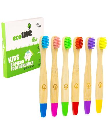 Kids Bamboo Toothbrushes | Perfect for Toddler | 6 Vibrant Colours | BPA Free Soft & Gentle Bristles | Children's Eco Friendly Toothbrush