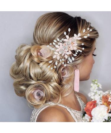 Rose Gold Rhinestone Leaf Wedding Hair Clip - Bridal Headpiece for Brides and Bridesmaids - Buy Online on GoSupps.com