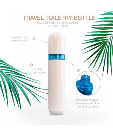 Eurow Shatter-Proof Travel Bottle with Pump & Airtight Lid - 100ml/3.4oz White & Blue | Perfect for International Shipping - Buy Online on GoSupps.com