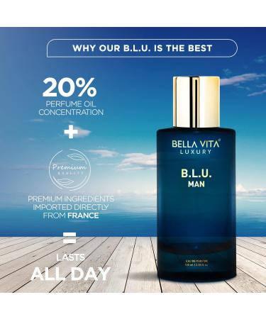 BLU Luxury Man Eau De Parfum Perfume for Men with Lemon Apple Musk|Fresh Refreshing Energising Long Lasting EDP Fragrance Scent 100Ml 3.38 Floz. - Buy Online on GoSupps.com