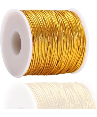Gold Metallic Stretch Cord Elastic Ribbon for Ornament Decorating & Gift Wrapping - 1mm x 60 Yards | HY3699-1 - Buy Online on GoSupps.com