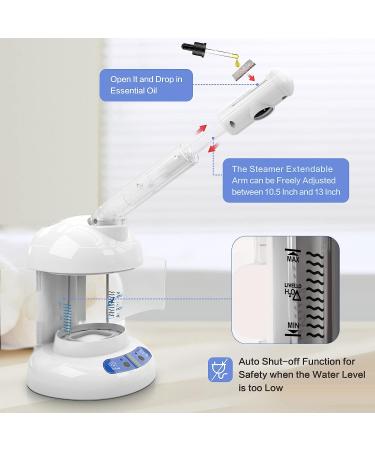 Kingsteam Facial Steamer with Extendable Arm - Professional Nano Ionic Ozone Steamer for Deep Cleaning - Portable Personal Care at Home or Salon (White) - Buy Online on GoSupps.com