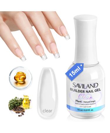Saviland SAVILAND 8-in-1 Builder Gel - 15 ml: Clear builder gel for nails - Vitamin E and castor oil - Plant-based builder gel - For nail extensions - Reshaping