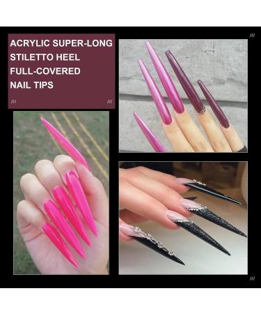 AORAEM Clear Extra Long Stiletto False Nail Tips 120 Pcs - 12 Sizes Acrylic Fake Nails - Buy Online on GoSupps.com