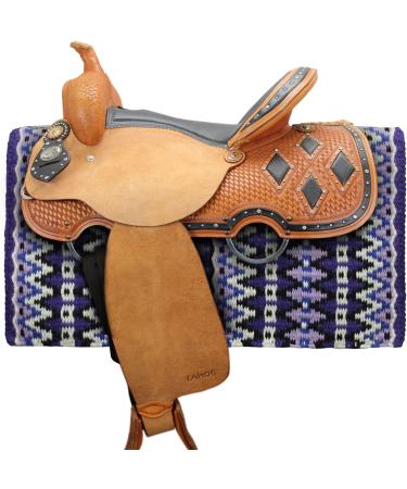 Tahoe Tack 34 x 38 Reya Western Saddle Blanket Pad - Purple/Light Purple/Black/Silver/White Wool - Buy Online on GoSupps.com