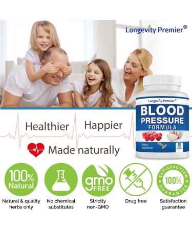 Longevity Blood Pressure Formula - 90 Capsules with 12+ Natural Herbs - Best Supplement for Blood Pressure - 90 Count - Buy Online on GoSupps.com