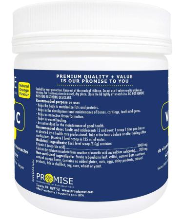 Promise Buffered Vitamin C Powder Orange Flavor-2000mg 400g 80 Day Supply Easy On The Stomach Made in Canada - Buy Online on GoSupps.com