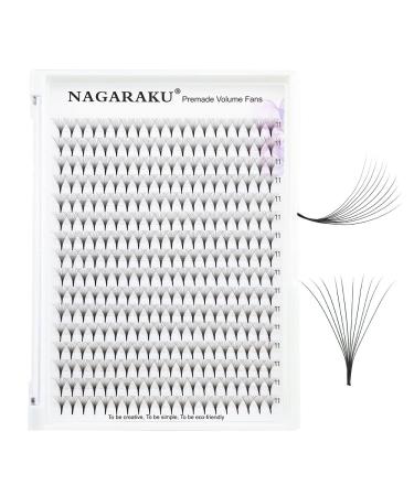 Nagaraku Volume eyelash extension prefabricated compartments 320pcs narrow stem slightly tight premade fans eyelash extensions artificial eyelashes 16 rows (10d 0.07mm starch 11mm) 11mm 10d-07-D curl